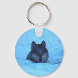 Chaveiro do Lobo da Madeira da Neve Azul