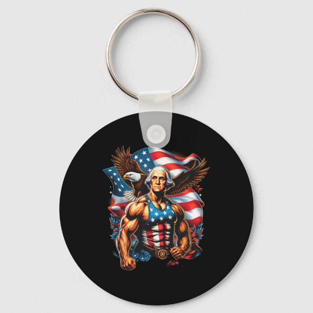 Chaveiro Do Patriótico Funny George Washington 4 de julho (Frente)