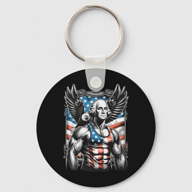 Chaveiro Do Patriótico Funny George Washington 4 de julho (Frente)