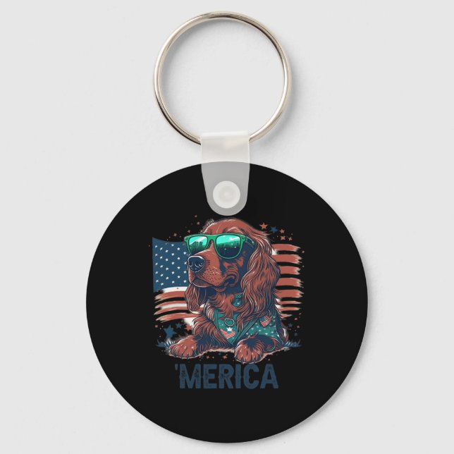 Chaveiro Do Patriótico Irlandês Setter Dog Merica (Frente)