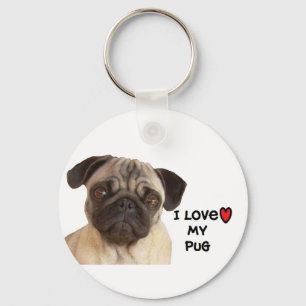 Chaveiro do Pug " eu amo meu Pug "