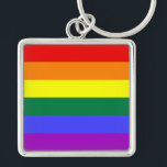 Chaveiro do Sinalizador do Orgulho Arco-Íris<br><div class="desc">A versão de seis cores da bandeira Orgulho gay é popular desde 1979. O número de listras foi reduzido a um número par para evitar que a cor do meio se escondesse quando pendurada verticalmente em postes. A listra indigo foi transformada em uma faixa azul real.</div>