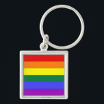 Chaveiro do Sinalizador do Orgulho Arco-Íris<br><div class="desc">A versão de seis cores da bandeira Orgulho gay é popular desde 1979. O número de listras foi reduzido a um número par para impedir que a cor do meio se esconda quando pendurada verticalmente em postes. A listra indigo foi transformada em uma faixa azul real.</div>