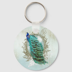 Chaveiro do vintage bonito de turquesa do pavão pássaro