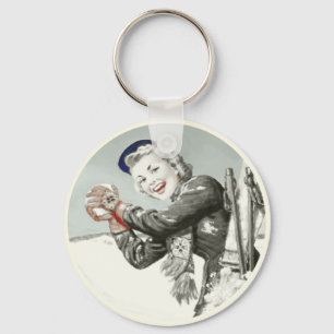 Chaveiro do vintage com impressão das férias do