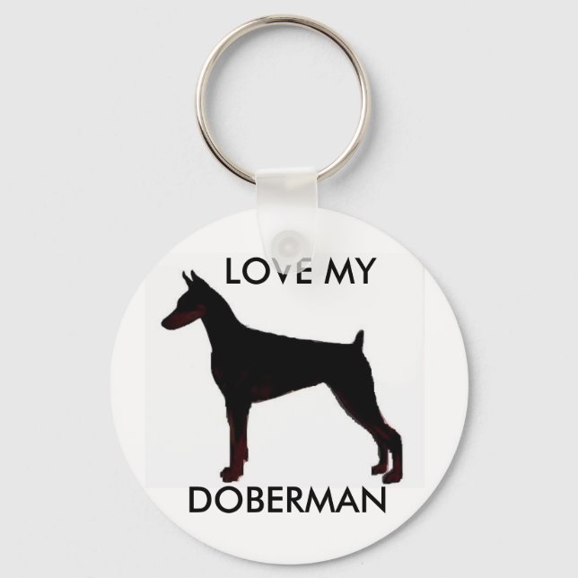 Chaveiro doberman black, LOVE MY, DOBERMAN (Frente)