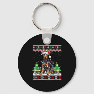 Chaveiro Doberman Dog Reindeer Luzes de Natal