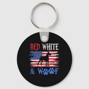 Chaveiro Doberman Pinscher American Flag Usa Red White E