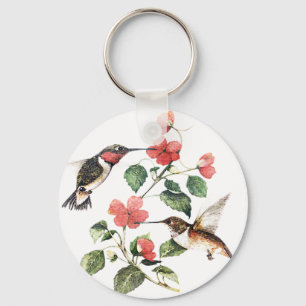 Chaveiro Doce Vintage Par Floral Hummingbird
