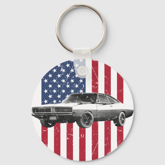 Chaveiro dodge charger bandeira americana (Frente)