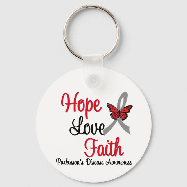 Chaveiro Doença de Parkinson ESPERANÇA AMOR FAITH Ribbon (Frente)