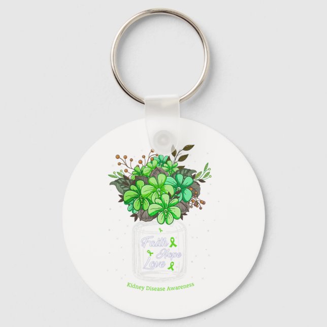 Chaveiro Doença Fé Ama Esperança Flor Consciência (Frente)