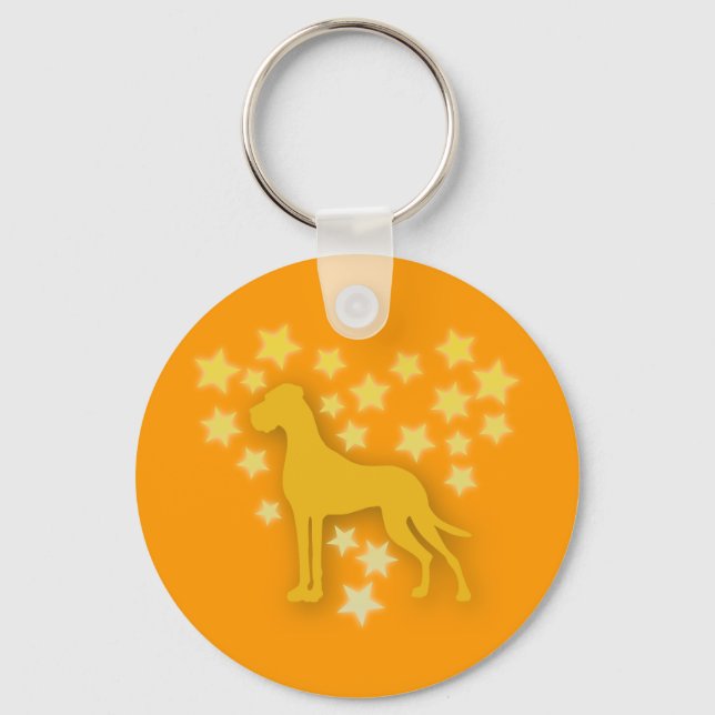 Chaveiro Dogue Alemão, Coração de Estrelas, design minimali (Frente)