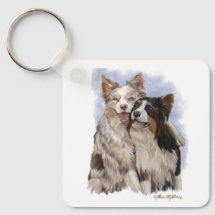 Chaveiro Dois amigos Border Collie de desenho animado