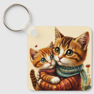 Chaveiro Dois Gatos Adoráveis Abraçando