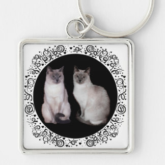Chaveiro Dois Gatos Siameses