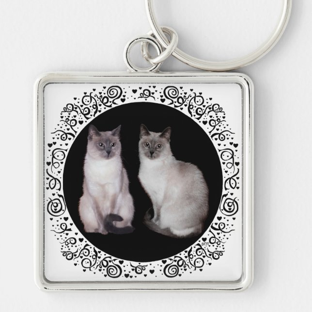 Chaveiro Dois Gatos Siameses (Frente)