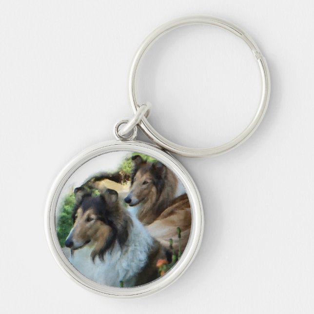 Chaveiro Dois Rough Collies Sable (Frente)