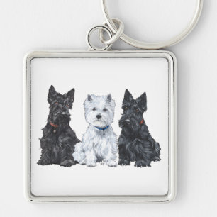 Chaveiro Dois Scotties e um Westie