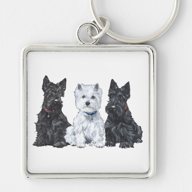 Chaveiro Dois Scotties e um Westie (Frente)