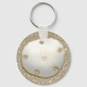 Chaveiro Dólar de areia na praia de ouro cintilante