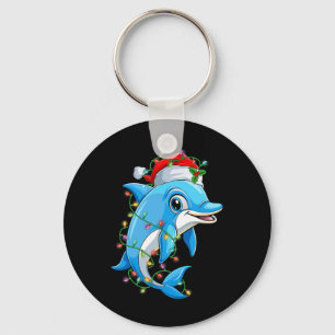 Chaveiro Dolphin Santa Hat Árvore de Natal Engraçado Luz Xm