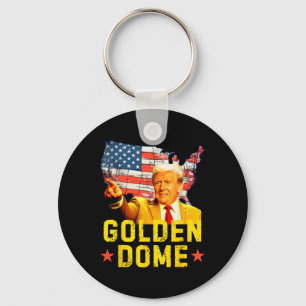 Chaveiro Dome Dourada Trump Grande Mapa Americano Patriótic