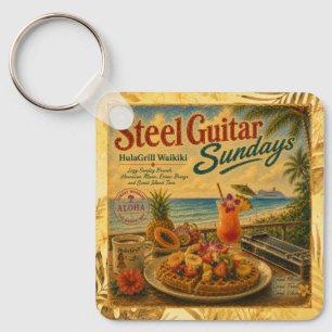 Chaveiro Domingos de Guitarra de Aço Vintage Waikīkī Porta-