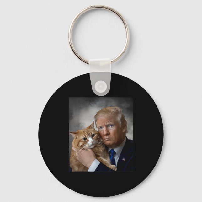 Chaveiro Donald Trump And Cat Funny Trump And Cat, Litical  (Frente)