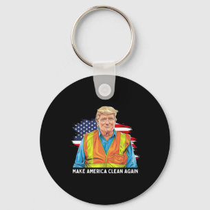 Chaveiro Donald Trump Vestindo Coletor de Lixo