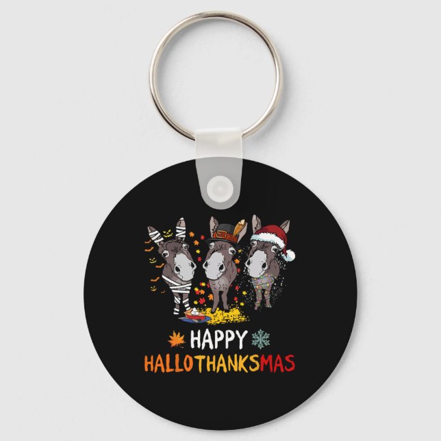 Chaveiro Donkey Happy Hallothanksmas Dia das Bruxas (Frente)