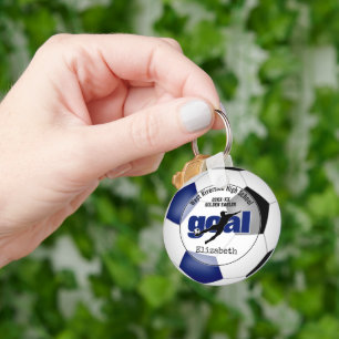 Chaveiro dons espirituais de futebol preto azul para menina