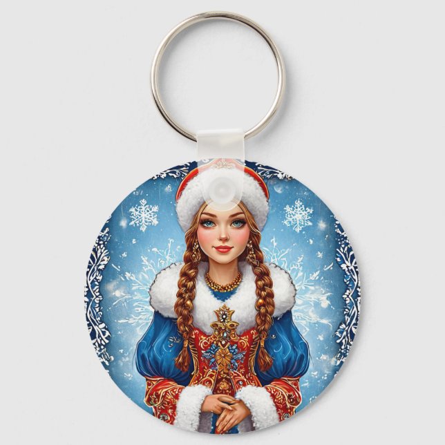 Chaveiro Donzela de neve Bela Winter Portrait (Frente)