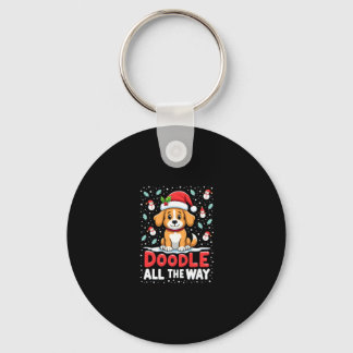 Chaveiro Doodle All The Way Funny Goldendoodle Santa Hat Ch