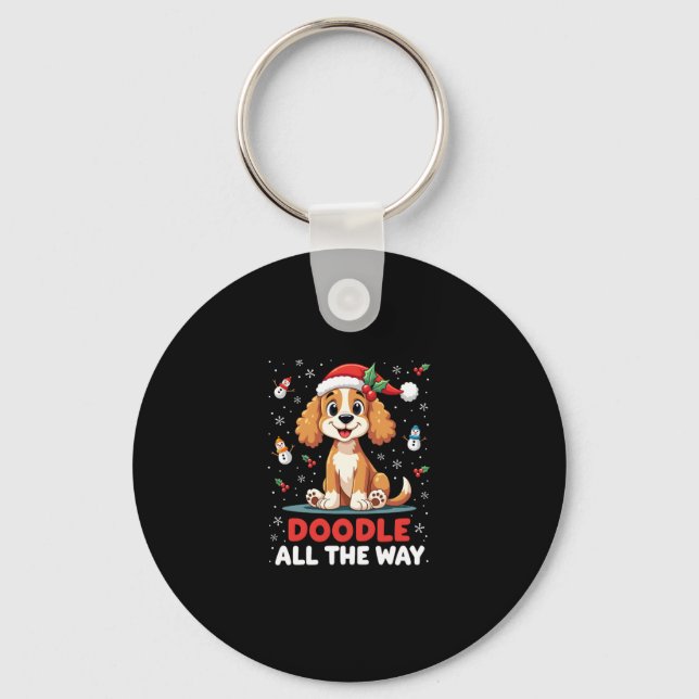 Chaveiro Doodle Até o Fim do Caminho Funny Goldendoodle Cha (Frente)