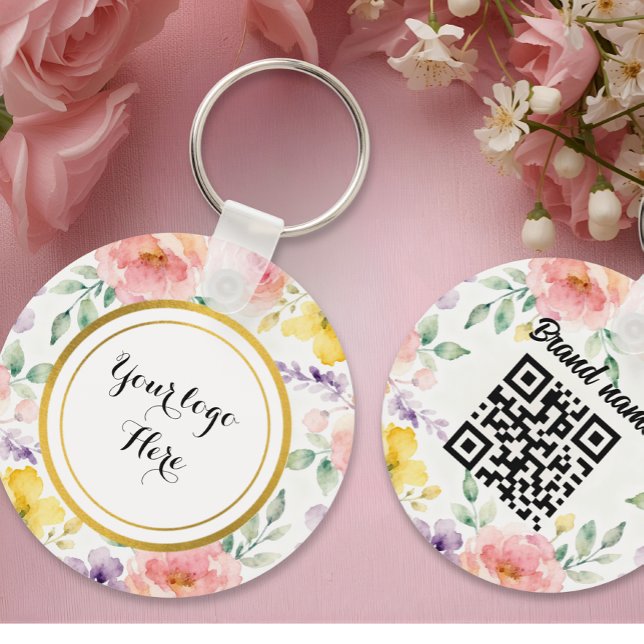 Chaveiro Double sided Logo QR Code floral keychain (Criador carregado)
