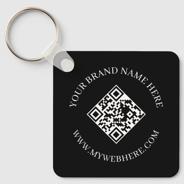 Chaveiro Double Sided QR Code Custom Text Black Keychains (Frente)