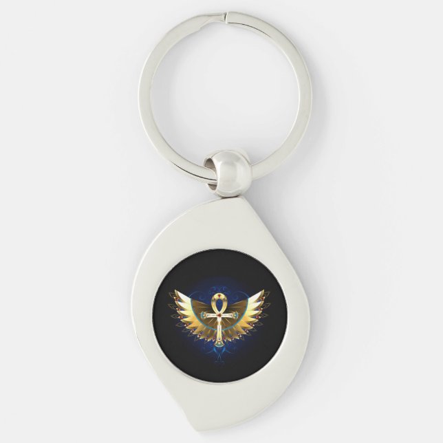 Chaveiro Dourada Ankh com Asas (Frente)