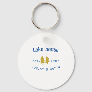 Chaveiro Dourada árvore azul lake house adiciona coordenada
