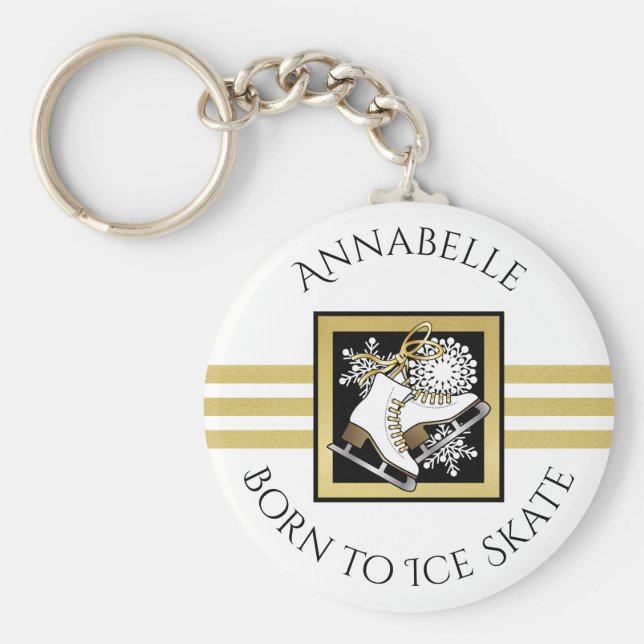 Chaveiro Dourada Glitter Preto, Traçado Com Gelo Branco (Frente)