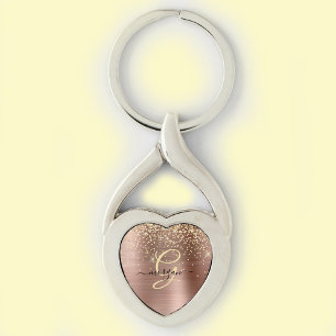 Chaveiro Dourado brilho, monograma Dourado, nome de script 