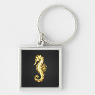 Chaveiro Dourado Cavalo de Mar Poligonal
