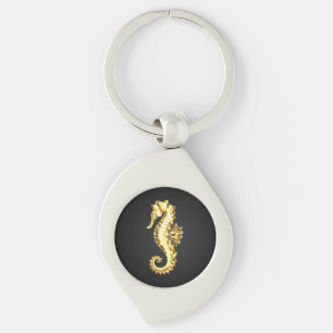 Chaveiro Dourado Cavalo de Mar Poligonal