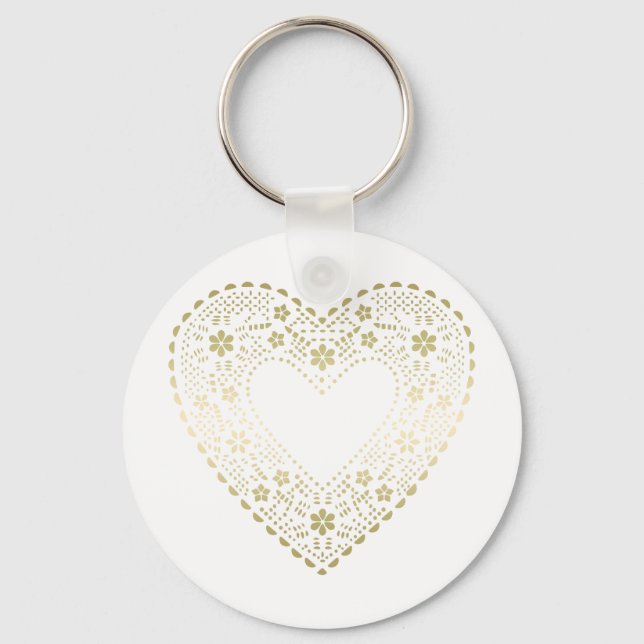 Chaveiro Dourado Coração Lace (Frente)