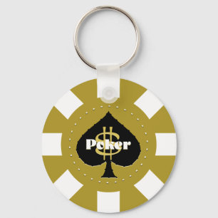 Chaveiro Dourado da microplaqueta de póquer