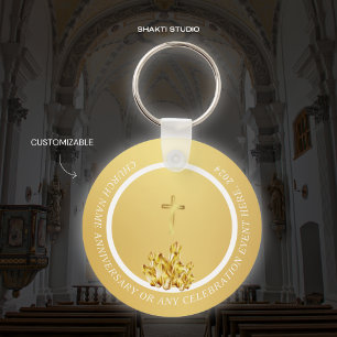 Chaveiro Dourado de Lembrança Cristã da Igreja