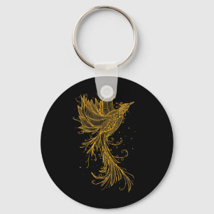 Chaveiro dourado de Phoenix Lineart