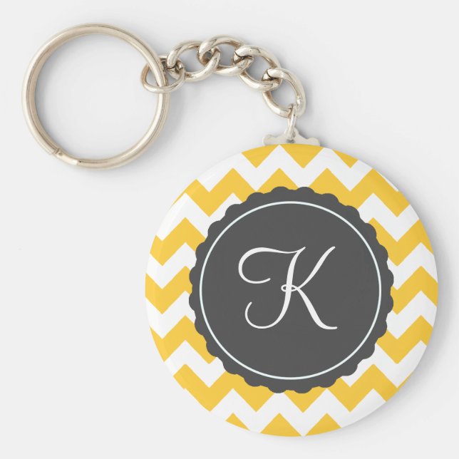 Chaveiro Dourado e Cinza Zag personalizado inicial (Frente)