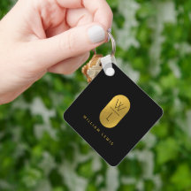 Dourado e preto Monograma moderno minimalista