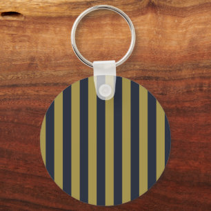 Chaveiro Dourado Elegante e Marinho - faixas verticais azui